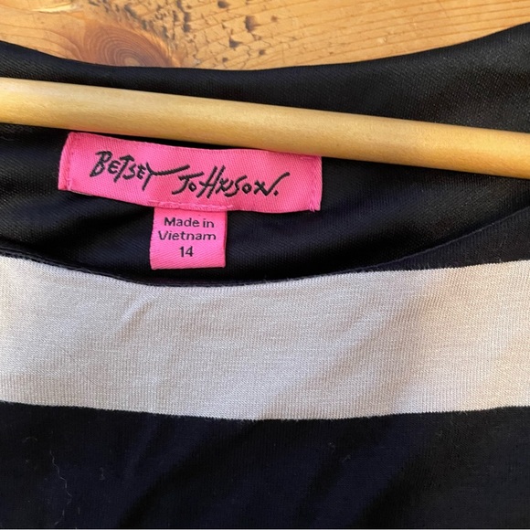 Betsy Johnson Striped Ruched Bodycon Dress Lined Black And Tan Women’s Size 14 - Picture 4 of 7